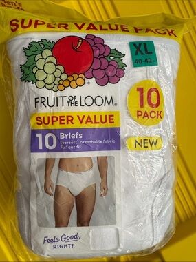 Fruit of the Loom White Men's Briefs 10-Pack XL
